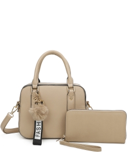 Fashion Top Handle 2-in-1 Satchel Bag LF22929 STONE